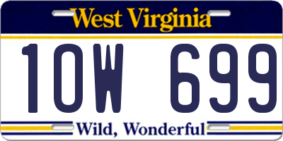 WV license plate 1OW699