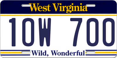 WV license plate 1OW700