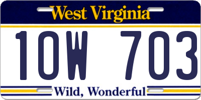WV license plate 1OW703