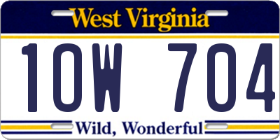 WV license plate 1OW704