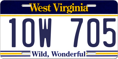 WV license plate 1OW705