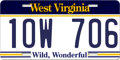 WV license plate 1OW706