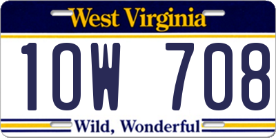 WV license plate 1OW708