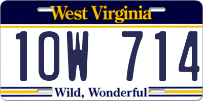 WV license plate 1OW714
