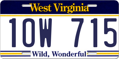 WV license plate 1OW715