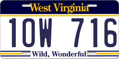 WV license plate 1OW716