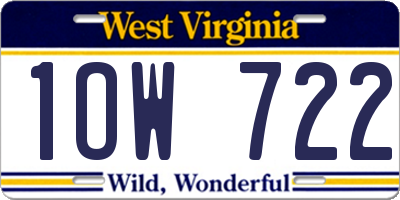 WV license plate 1OW722