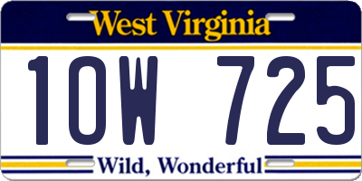 WV license plate 1OW725
