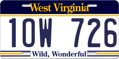 WV license plate 1OW726