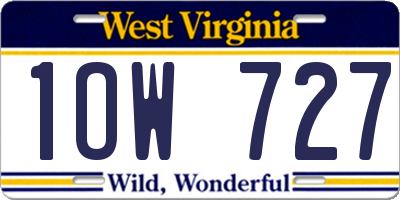 WV license plate 1OW727