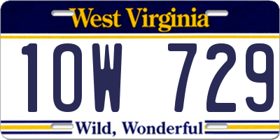 WV license plate 1OW729