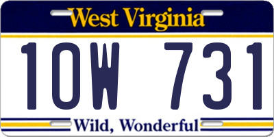 WV license plate 1OW731