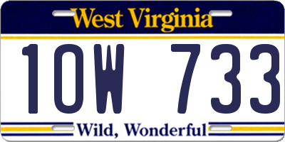 WV license plate 1OW733
