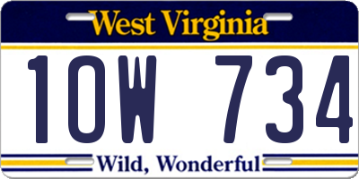 WV license plate 1OW734
