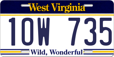 WV license plate 1OW735