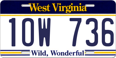 WV license plate 1OW736