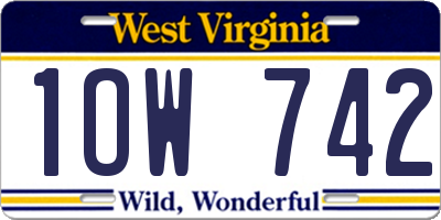 WV license plate 1OW742