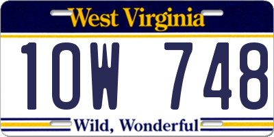 WV license plate 1OW748