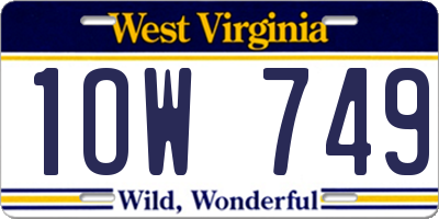 WV license plate 1OW749