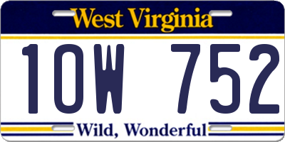 WV license plate 1OW752