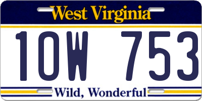 WV license plate 1OW753