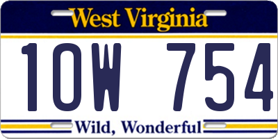 WV license plate 1OW754