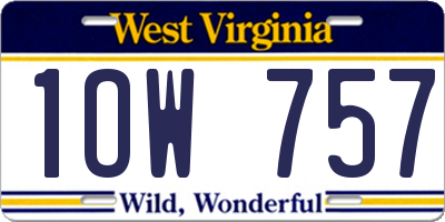 WV license plate 1OW757