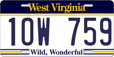 WV license plate 1OW759