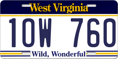 WV license plate 1OW760