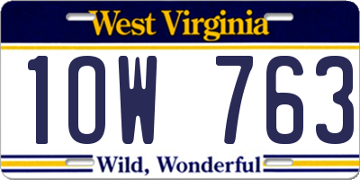 WV license plate 1OW763