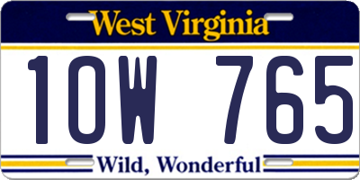WV license plate 1OW765