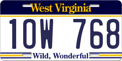 WV license plate 1OW768