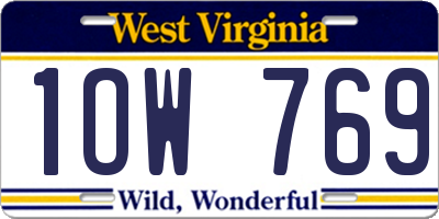WV license plate 1OW769