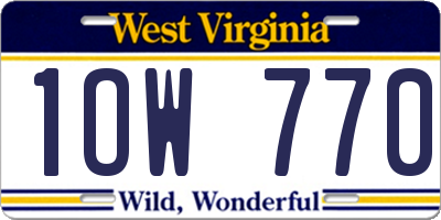 WV license plate 1OW770