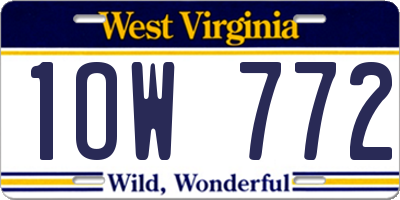 WV license plate 1OW772