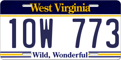 WV license plate 1OW773