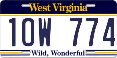 WV license plate 1OW774