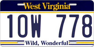 WV license plate 1OW778