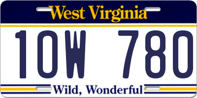 WV license plate 1OW780
