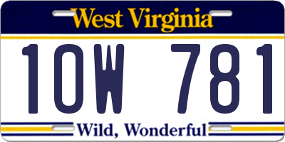 WV license plate 1OW781