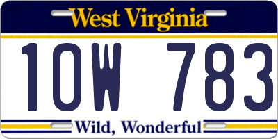 WV license plate 1OW783