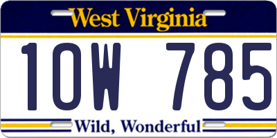 WV license plate 1OW785