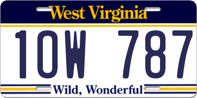 WV license plate 1OW787