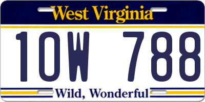 WV license plate 1OW788