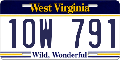 WV license plate 1OW791