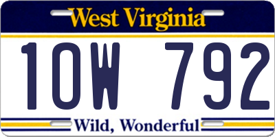 WV license plate 1OW792