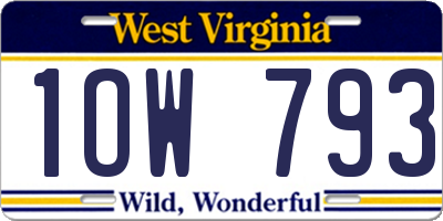 WV license plate 1OW793