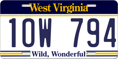 WV license plate 1OW794