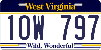 WV license plate 1OW797