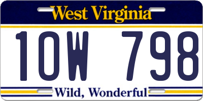 WV license plate 1OW798